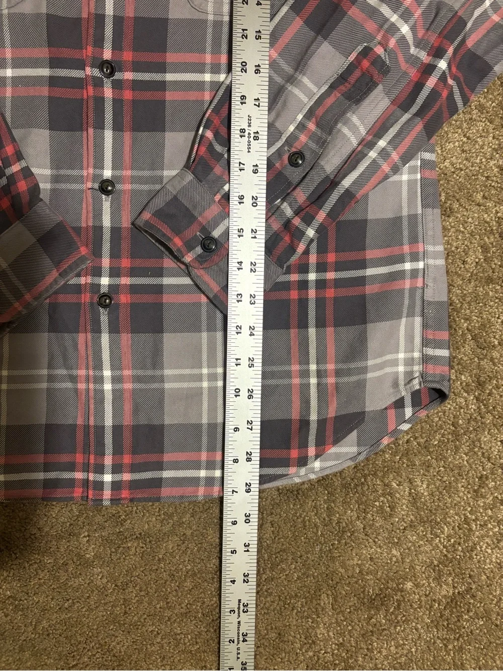 J.Crew Sporting Goods Plaid Flannel Shirt Mens M Gray Red 90s Style Button Up